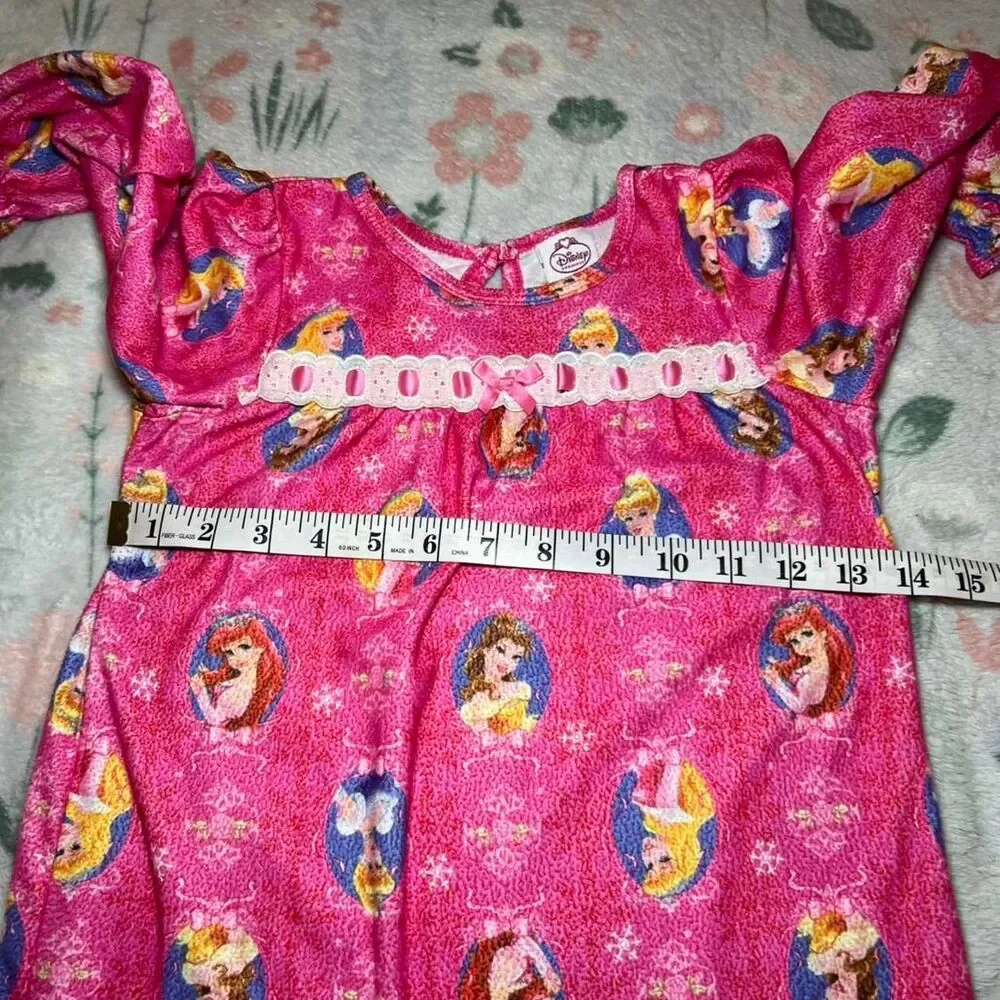 Disney Princess Nightgown Dress 4T - Pink Ruffle Cinderella Ariel Belle Coquette - Picture 7 of 8